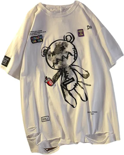 Vista 19 de Camiseta gótica para mujer, Y2K Harajuku, tops gráficos de algodón, ropa de anime 586 Gris Oscuro