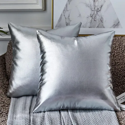 Vista 9 de EUCIOR Almohada Decorativa, Fundas de Almohada de Oro 16x16, Fundas de Almohada Decorativas Modernas Metálicas Brillantes, Fundas de Almohada