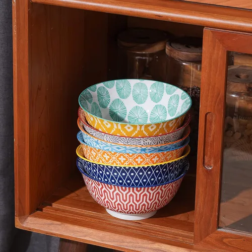 Vista 6 de Selamica, juego de 6 cuencos de porcelana para helado, cuencos pequeños, cuencos de cerámica para postres, helado, variedad