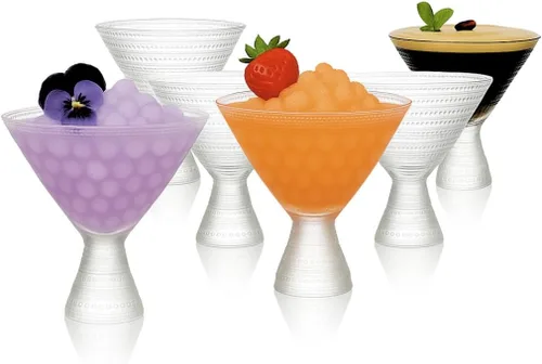 Vista 11 de LEMONSODA Hobnail Copas de Martini Rosa/Transparente Copas de Cóctel Vintage (9oz) para Martini, Cóctel, Margarita, Cosmopolitan, Manhattan