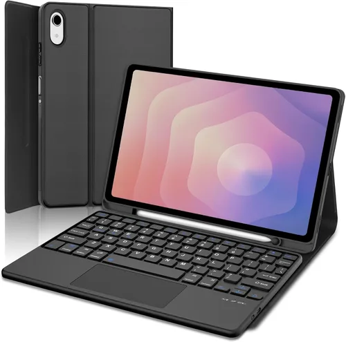 Vista 21 de Funda de teclado para Samsung Galaxy Tab S7 FE (5G)/S8 Plus/S7 Plus de 12.4 pulgadas Teclado Bluetooth magnético desmontable Funda protectora