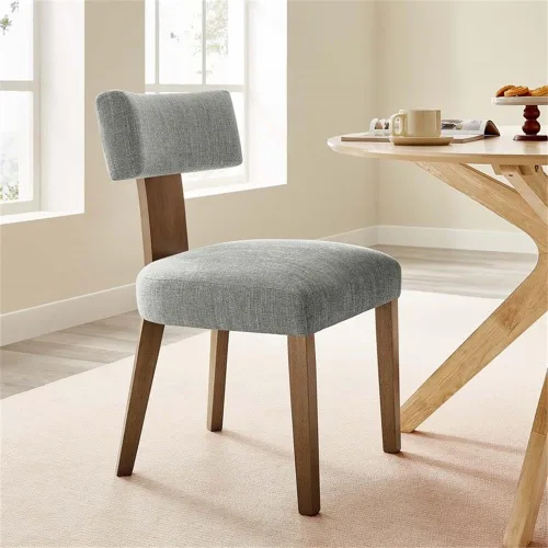 Vista 2 de Modway Nalani - Juego de 2 sillas de comedor sin brazos en tejido jaspeado, color marrón oscuro, sillas auxiliares contemporáneas con patas