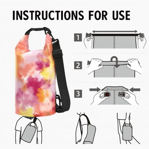 Vista 5 de Personalized waterproof dry bags, customizable with your logo, suitable for kayaking, beach, and boating. (Ocean Tie-Dye)