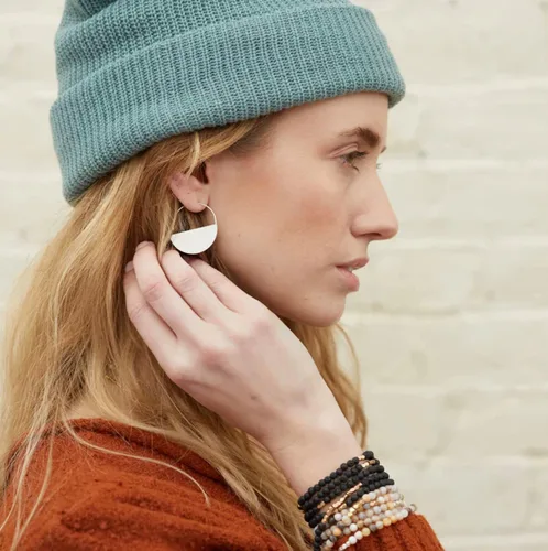 Vista 5 de Colección de pendientes refinados - Aro LunarPlata de Ley, Plata de ley, No es una piedra preciosa