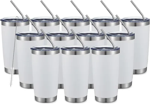 Vista 41 de COMOOO Vaso Térmico de 20 onzas al por Mayor con Aislamiento al Vacío de Doble Pared, Taza de Viaje de Acero Inoxidable con Tapa y Pajita