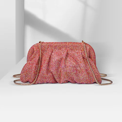 Vista 4 de MOISTRI Bolso de noche con diamantes de imitación para mujer, bolso de hombro brillante para fiesta, bolso cruzado de boda