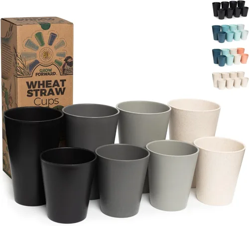 Vista 8 de Grow Forward Vasos de paja de trigo prémium – Vasos de plástico duro irrompibles sin BPA de 13 y 20 onzas – Vasos de plástico ligero reutilizables
