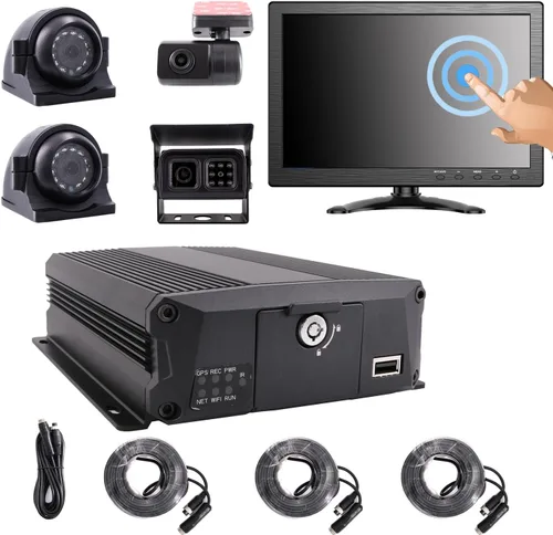 Vista 8 de 4-CH 1080 p Autobús móvil del vehículo CCTV DVR Video Recorder Kit con visión nocturna impermeable lateral frontal trasera Cámara del coche 7