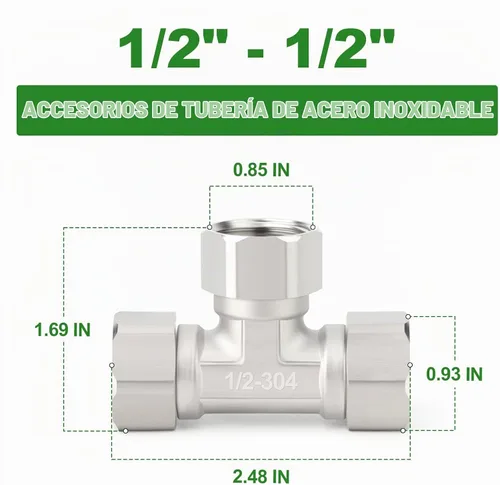 Vista 2 de TAISHER 2 conectores en T movibles flexibles de acero inoxidable 304 de 3 vías y 3 extremos, 1/2 pulgada para pulverizador, válvula en ángulo, brazo