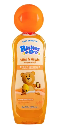 Vista 3 de Ricitos de Oro Shampoo de Miel para bebé, Producto sin parabenos para la delicada piel del bebé, 250 ml cada una, 3 Botellas. Sin lágrimas, sin