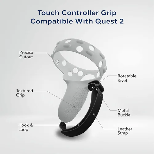 Vista 4 de TNP Controller Grips for Oculus Quest 2 Meta Quest 2 Knuckle Strap White VR Touch Controller Hand Grip Cover Protector Sleeve with Anti-Throw
