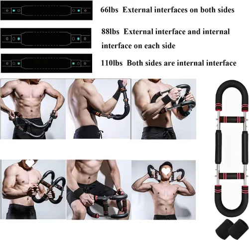 Vista 5 de Twister Arm Trainer ajustable 60-100lb pecho hombro antebrazo sistema de fuerza portátil de cuerpo completo equipo de entrenamiento para gimnasio