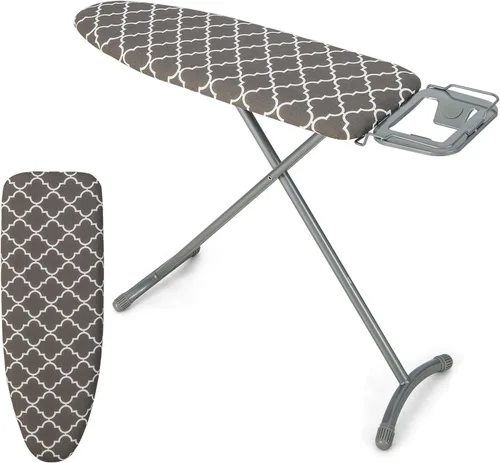 Vista 10 de COSTWAY Tabla de planchar de tamaño matrimonial, soporte de hierro plegable con cubierta de tabla de planchar adicional, altura ajustable de 7