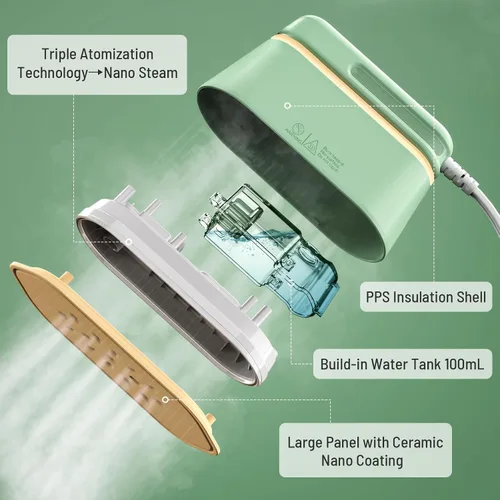 Vista 4 de Plancha para ropa, mini plancha portátil de viaje, 2 niveles de vapor/planchado en seco/plegable/vaporizadores de ropa de 1100 W (solo para 120 V)