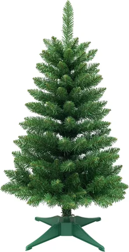 Vista 15 de Mini Árbol de Navidad de 3 pies artificial de escritorio para la decoración de Navidad y Halloween con 160 puntas de ramas, negro