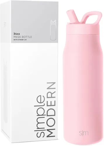 Vista 24 de Simple Modern Botella de agua con tapa de pajilla Termo de acero inoxidable aislado Botellas de agua reutilizables para viajes para gimnasio