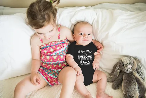 Vista 4 de AW Fashions If You Think, I'm Awesome You Should See My Uncle - Body para bebé recién nacido