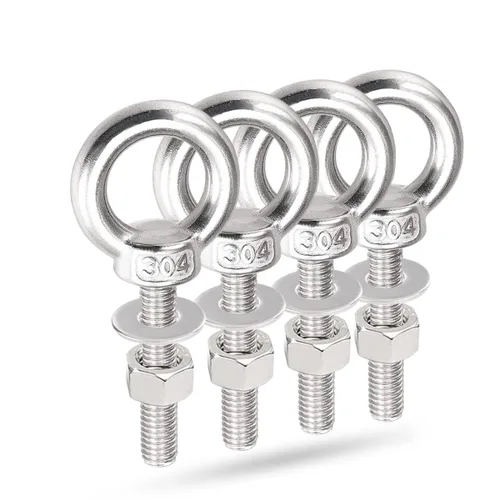 Vista 10 de Tornillos de Ojo de Hombro, Tornillo de Elevación de Acero Inoxidable 304 de Servicio Pesado con Anillos de Elevación Roscados, Arandelas y Tuercas