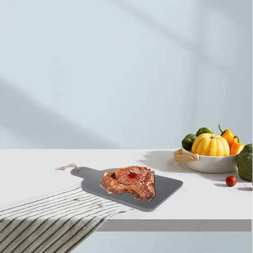 Vista 9 de Luxshiny Tabla de queso de pizarra, platos de piedra para charcutería, plato de queso, tabla para servir sushi, sashimi, plato de carne con asa
