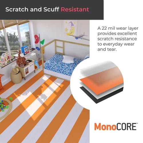Vista 5 de Lucida Surfaces Azulejos de vinilo de lujo Pisos entrelazados para instalación de bricolaje Tablones de aspecto de color sólido Creamsicle