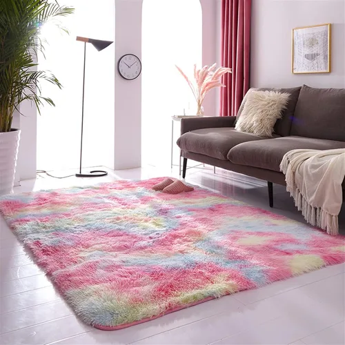 Vista 16 de Lifup - Alfombra mullida para sala de estar, dormitorio, color blanco y negro, 1 1.3 x 2.0 pies Non-Slip Washable High Pile Rectangle Carpet