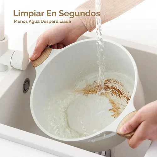 Vista 3 de SENSARTE Juego de utensilios de cocina de cerámica antiadherente de 16 piezas, juego de ollas y sartenes saludables, juego de cocina no tóxico