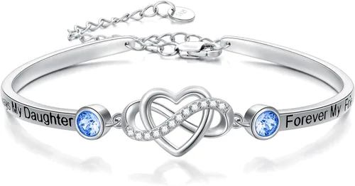 Vista 29 de AOBOCO Pulsera de corazón infinito ajustable de plata de ley 925 para hermana, mejor amiga, hija, mamá, abuela, nieta, nuera, madrina, ahijada