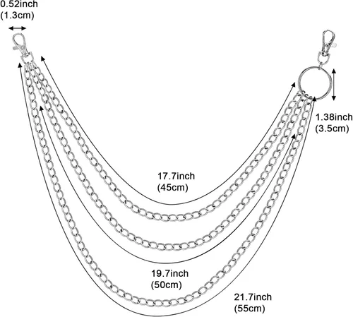Vista 4 de PHOGARY 3 Pieces Jeans Chains Wallet Chain Pants Chain Pocket Chain Hip Hop Rock Chains Belt Chain Biker Trouser Chain