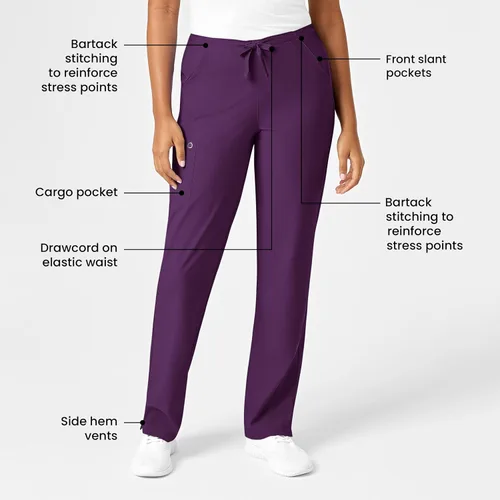 Vista 2 de Pantalón quirúrgico con cordón para mujer, berenjena, talla 3X T, Berenjena