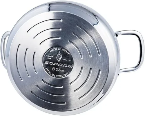 Vista 4 de Venus - Olla profunda de acero inoxidable con tapa de vidrio, olla de sopa profunda adecuada para estufa de inducción (6.8 cuartos de galón (6.4 L))