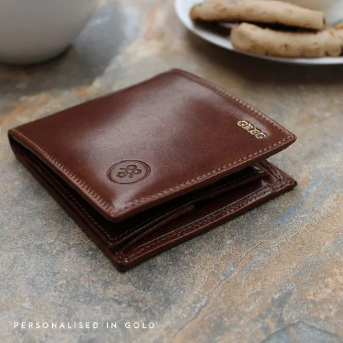 Vista 8 de Maxwell Scott - Mens Luxury Leather Wallet with Coin Pocket Pouch - Handmade from Full Grain Hides -The Ticciano Chestnut Tan