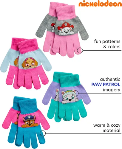 Vista 2 de Nickelodeon Guantes de esquí de Paw Patrol para niñas - Marshall, Chase, guantes de esquí de Rubble (2-7)