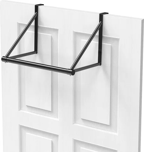 Vista 6 de Simple Houseware - Barra para colgar ropa sobre la puerta, color negro