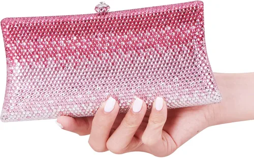 Vista 3 de Evevictor Bolso de mano bolso de noche bolsa de dinero rosa degradado para Halloween fiesta cita y Navidad Rosado