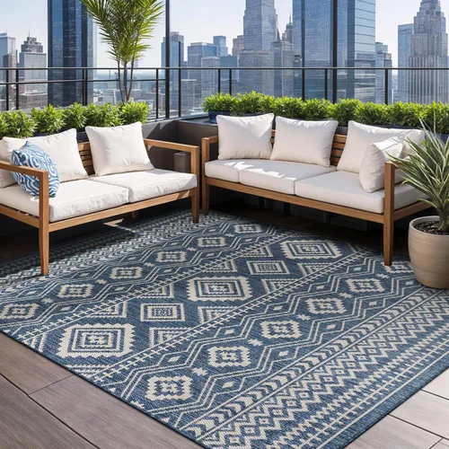 Vista 7 de Beverly Rug Waikiki Boho - Alfombra bohemia para interiores y exteriores, 5 x 7 pies, alfombra lavable para exteriores para patio, terraza, porche