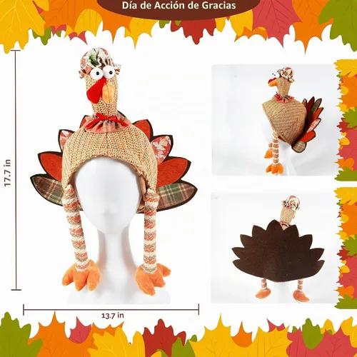 Vista 2 de Ogrmar 2 sombreros de pavo de felpa divertidos para eventos de Acción