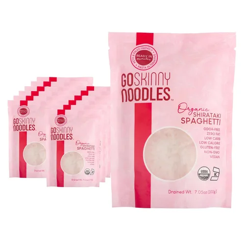 Vista 12 de GoSkinny Noodles Angel Hair (paquete de 6), Shirataki y Konjac orgánico, bajo en carbohidratos, bajo en calorías, sin gluten, vegano, keto, paleo