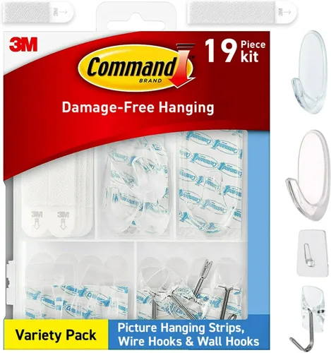 Vista 12 de Command Clear - Paquete de ganchos y tiras variados para colgar hasta 19 artículos, organiza sin daños