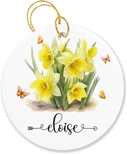 Vista 34 de Adorno personalizado de flor de azalea para la primera Navidad, adorno personalizado de Azalea 1ª Navidad, recuerdo de flores para amigos, regalo