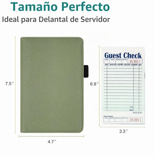 Vista 8 de RSAquar Libreta de servidor con bolsillo con cremallera, libretas de servidor de cuero premium para camarera, cartera de camarero libreta