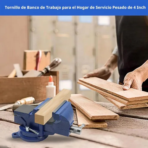Vista 4 de Nakkaa - Tornillo de banco de 4" de hierro fundido dúctil con base de giro flexible de 360° con bloqueo de alta resistencia para el hogar