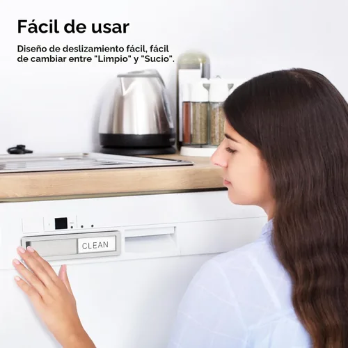 Vista 3 de KitchenTour - Imán para lavavajillas, diseño "Clean Dirty", acero 1-1-SS304-gris&blanco