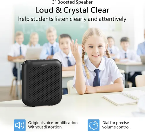 Vista 3 de Norwii Amplificador de voz Bluetooth para profesor con micrófono con cable Negro - 4000mAh