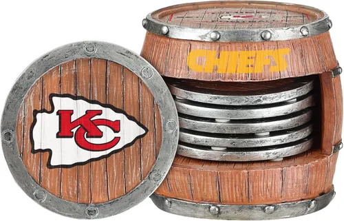 Vista 27 de FOCO NFL Team Logo 5-Pack Barrel Beverage Drink Coaster Set