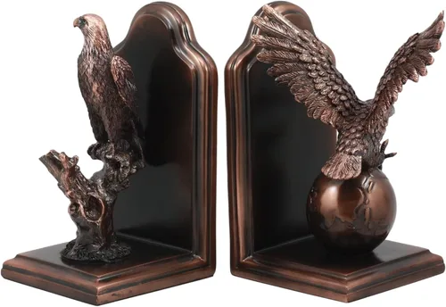 Vista 3 de Ebros Gift Alas de la gloria del premio académico Águila calva en globo y rama, sujetalibros de bronce galvanizado patriótico águila americana