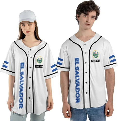 Vista 2 de Camiseta personalizada de béisbol de El Salvador, camiseta de orgullo de la bandera de El Salvador, camiseta salvadoreña, camiseta de El Salvadoreña