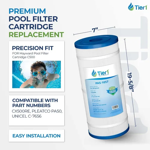 Vista 2 de Tier1 Cartucho de filtro para piscina y spa, paquete de 4 Reemplazo para Hayward Star Clear C500, FC-1240, Pleatco PA50, C-7656, Pentair Purex