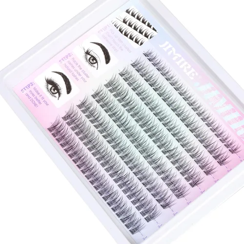 Vista 8 de JIMIRE 160 piezas de pestañas autoadhesivas de aspecto natural, 9-14 mm, racimos de pestañas pre-pegadas, sin necesidad de pegamento, pestañas