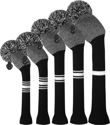 Vista 12 de Scott Edward Knit Golf Club Cover for Woods and Driver Set of 5 Head Covers Protect Driver Wood(460cc)* 1 Fairway Wood*2 and Hybrid/UT*2 with