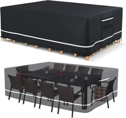 Vista 18 de Fundas para muebles de patio impermeables, resistentes 600D, fundas para muebles de exterior para sofá seccional exterior, resistente al desgarro